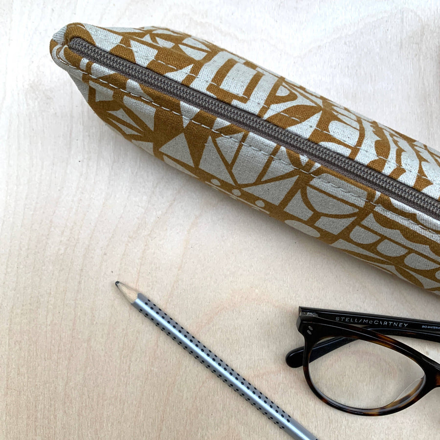 Ochre Woodblock Grant Pencil Case