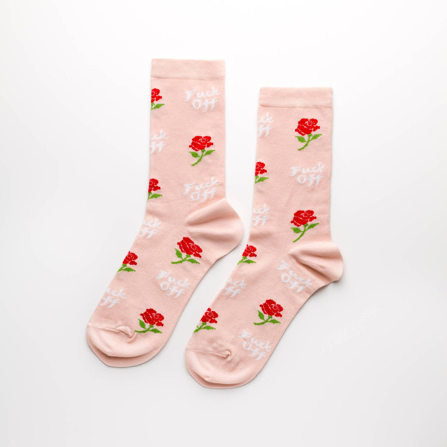 S Rose Fuck Off Adult Crew Socks