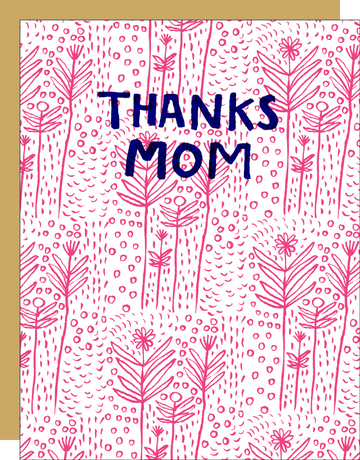 Thanks Mom Folk Floral Card