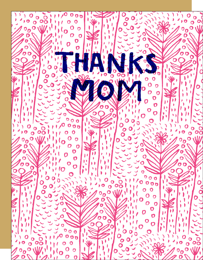 Thanks Mom Folk Floral Card