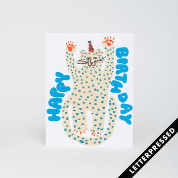 Party Cheetah Birthday Letterpress Card