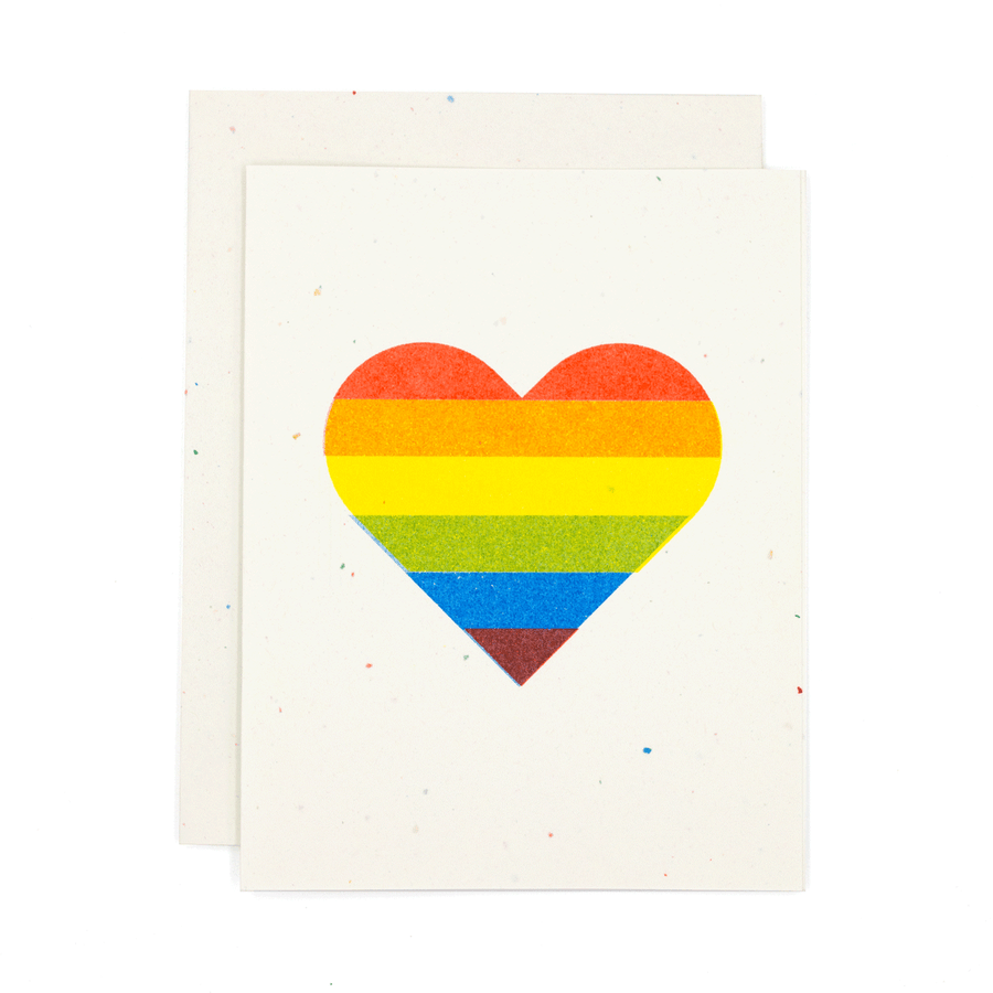 Rainbow Pride Heart Risograph Card