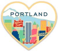 Portland Skyline Heart Die Cut Sticker