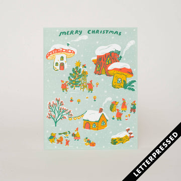 Merry Christmas Village Letterpress Card