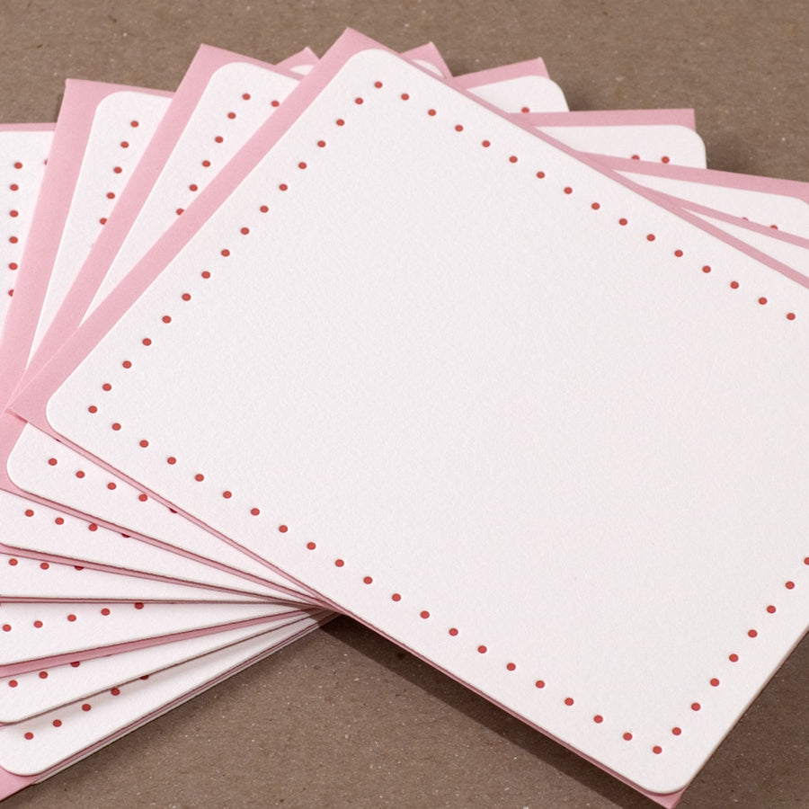 5 Scarlet Red Modern Dot Letterpress Stationery Notes