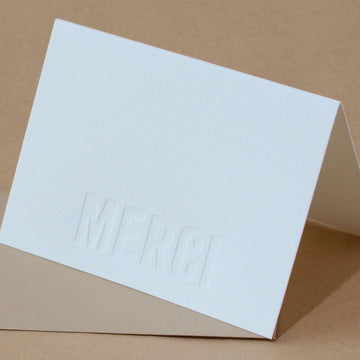 Impression Modern Block Letterpress Merci Note (French Thank You)