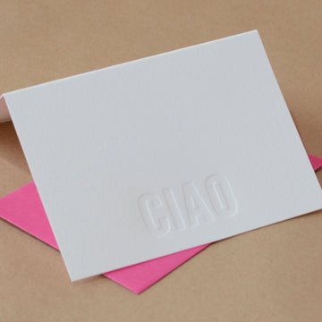 5 Impression Modern Block Letterpress Ciao (Italian Greeting)