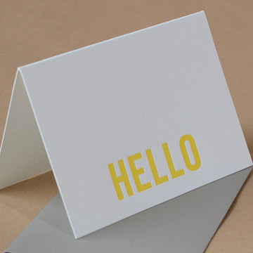 Sunshine Yellow Modern Block Letterpress Hello Note