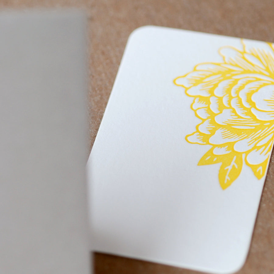Sunshine Yellow Blossoming Flower Letterpress Mini Notes