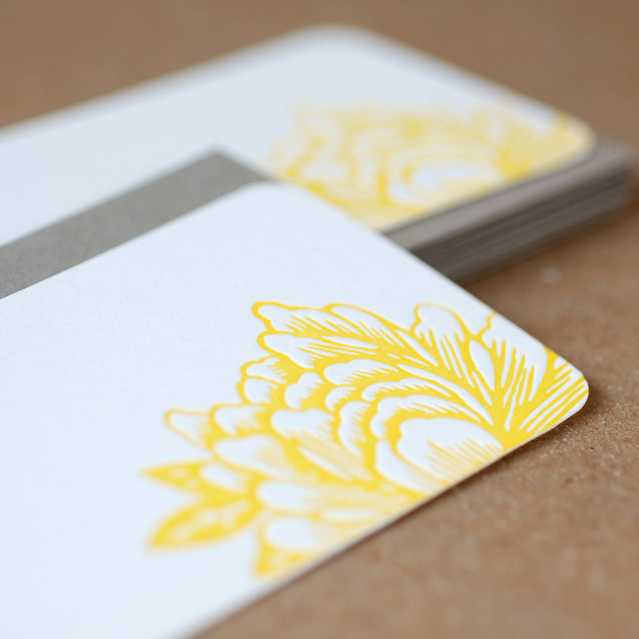 Sunshine Yellow Blossoming Flower Letterpress Mini Notes