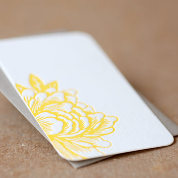 Sunshine Yellow Blossoming Flower Letterpress Mini Notes