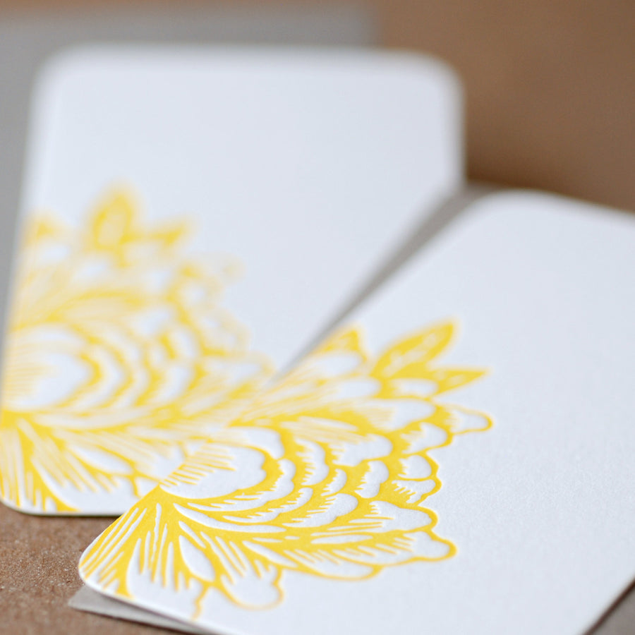 Sunshine Yellow Blossoming Flower Letterpress Mini Notes