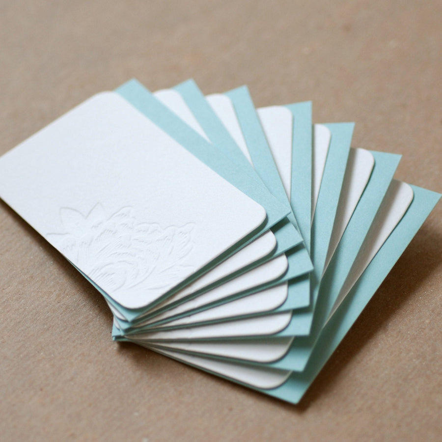 5 Impression Blossoming Flower Mini Letterpress Mini Notes