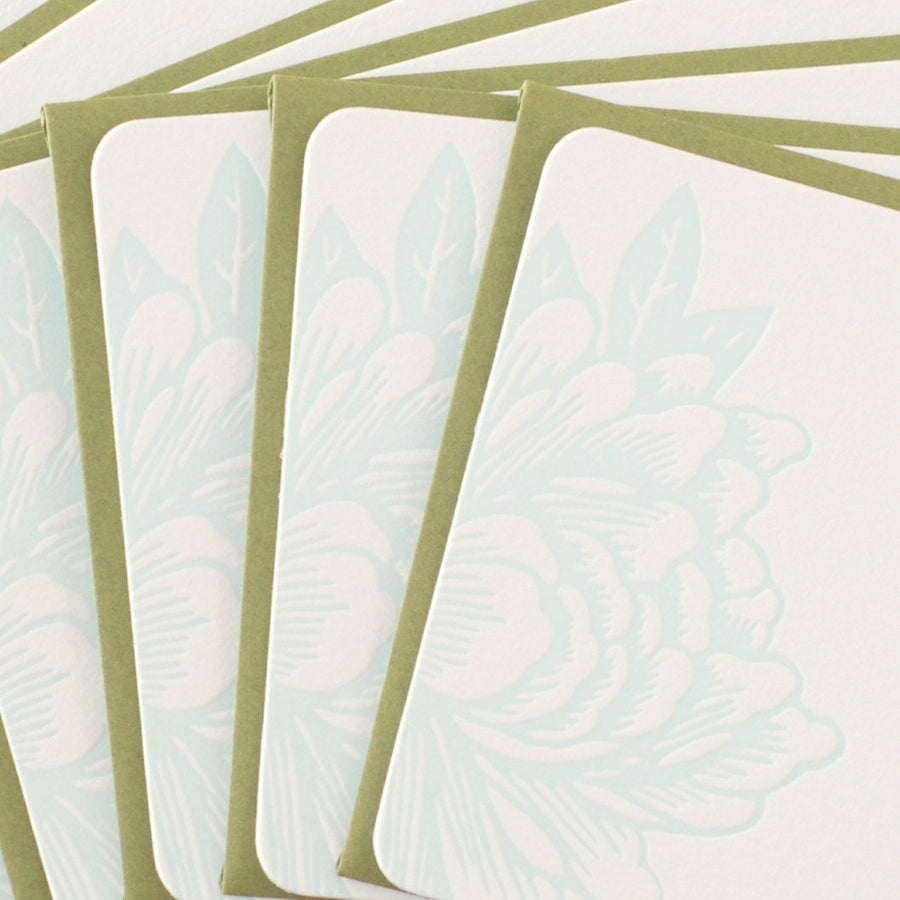 5 Sky Blue Blossoming Flower Letterpress Stationery Notes