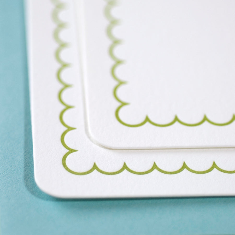 5 Edamame Simple Scallop Letterpress Stationery Notes