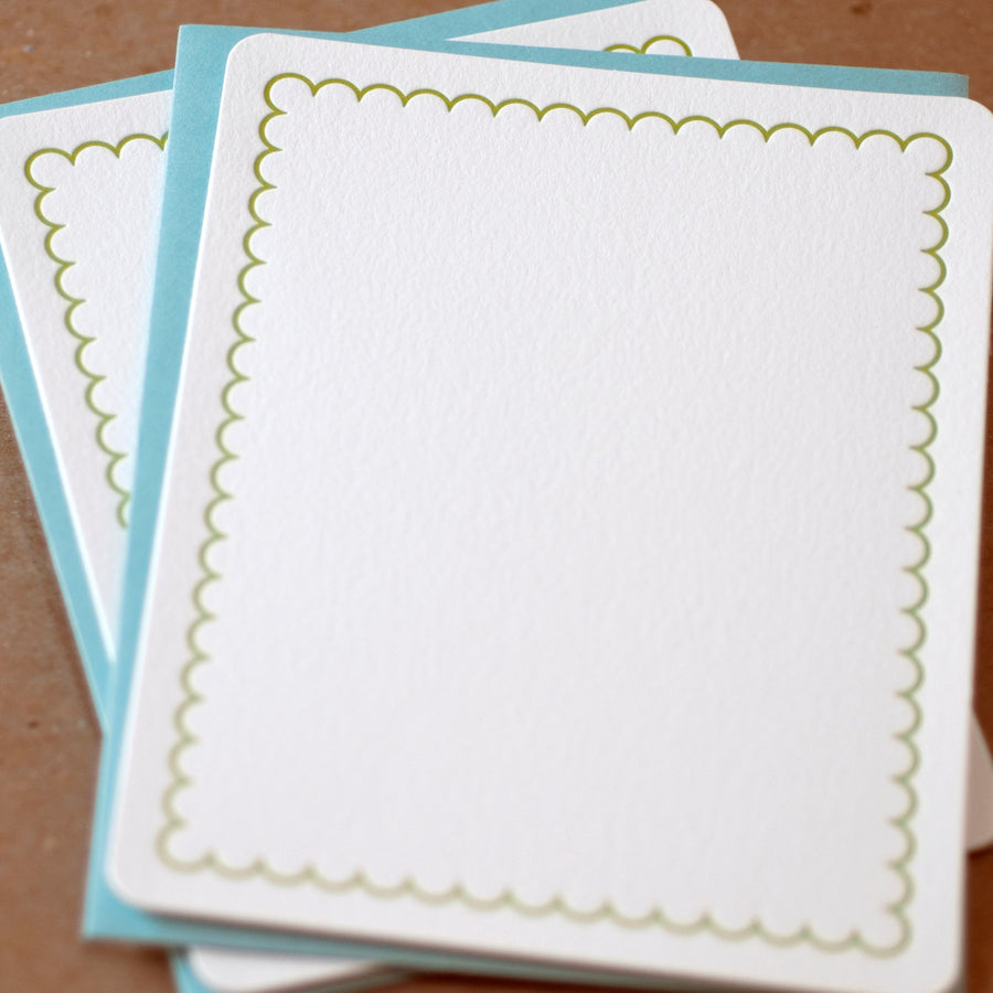 5 Edamame Simple Scallop Letterpress Stationery Notes