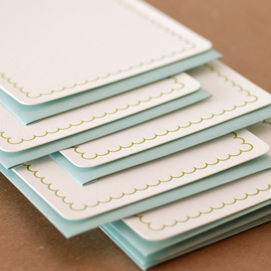 5 Edamame Simple Scallop Letterpress Stationery Notes