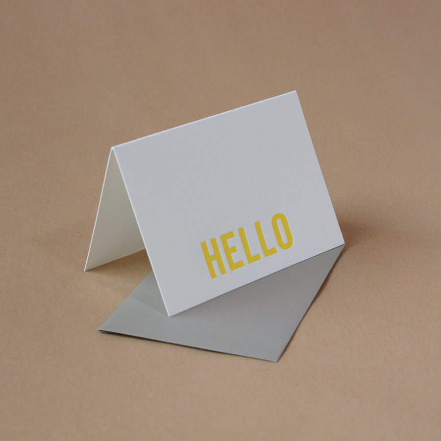 5 Sunshine Yellow Modern Block Letterpress Hello Notes