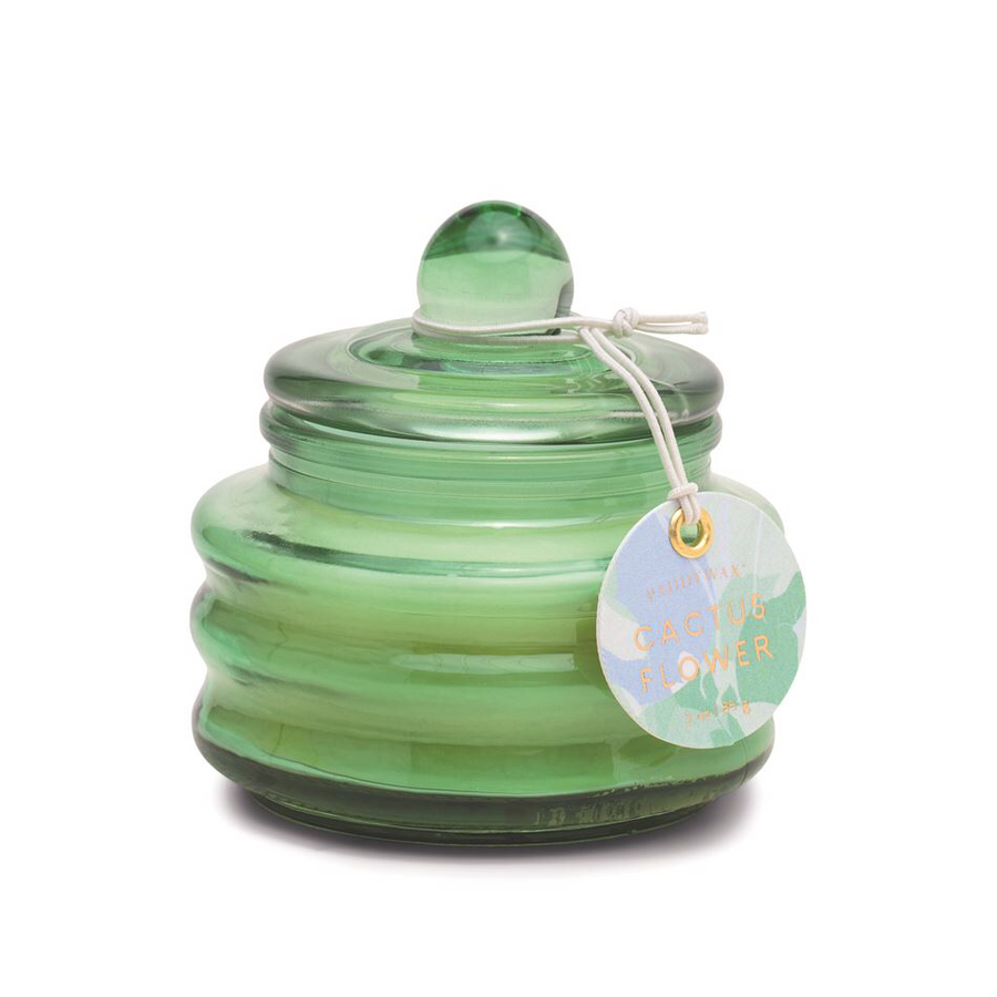 Cactus Flower Green Glass Jar with Lid 3 oz Beam Candle by Paddywax