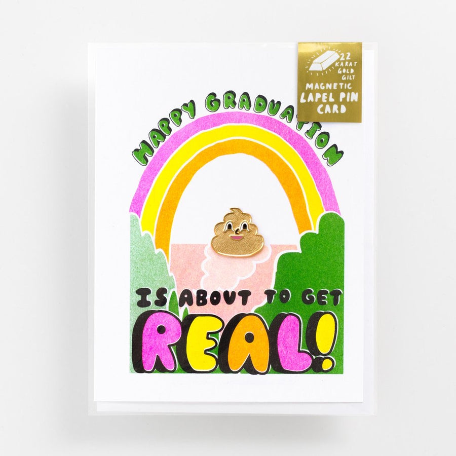 About to Get Real Poop Graduation Lapel Pin Card