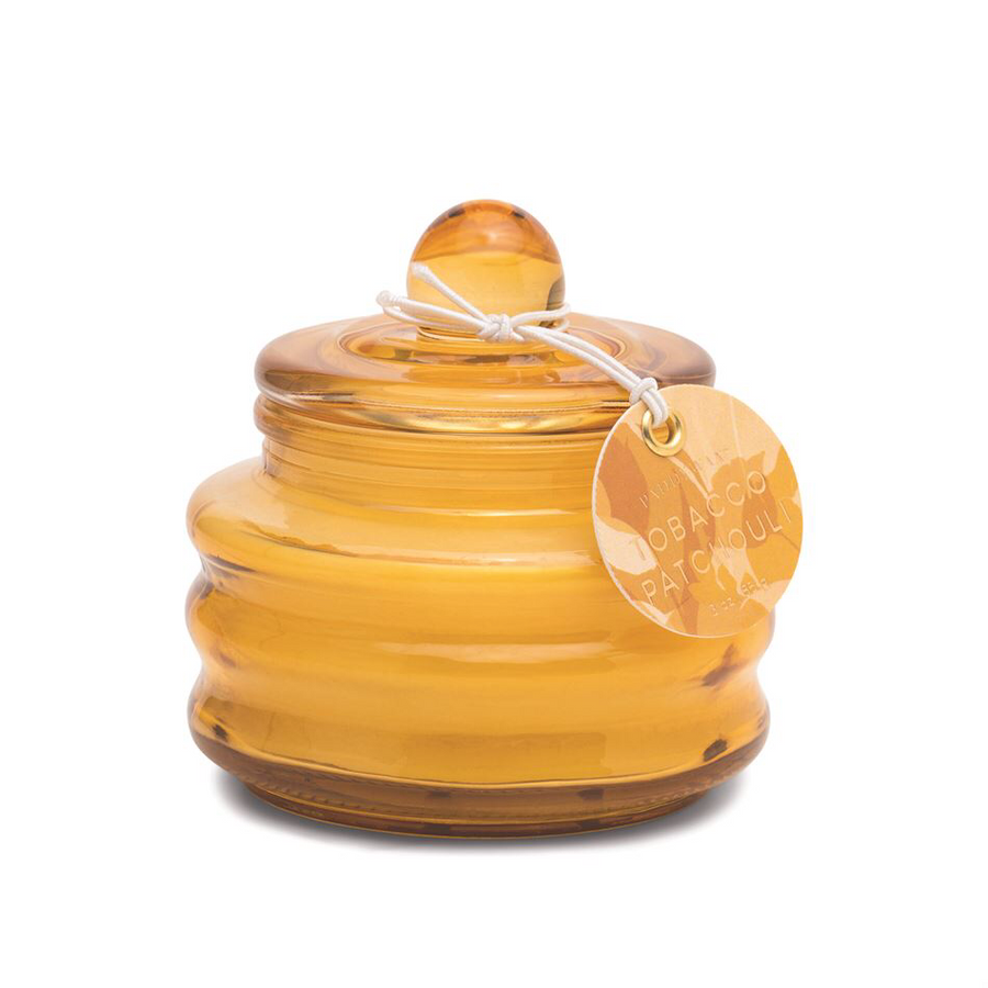 Tobacco Patchouli Ochre Glass Jar with Lid 3 oz Beam Candle by Paddywax