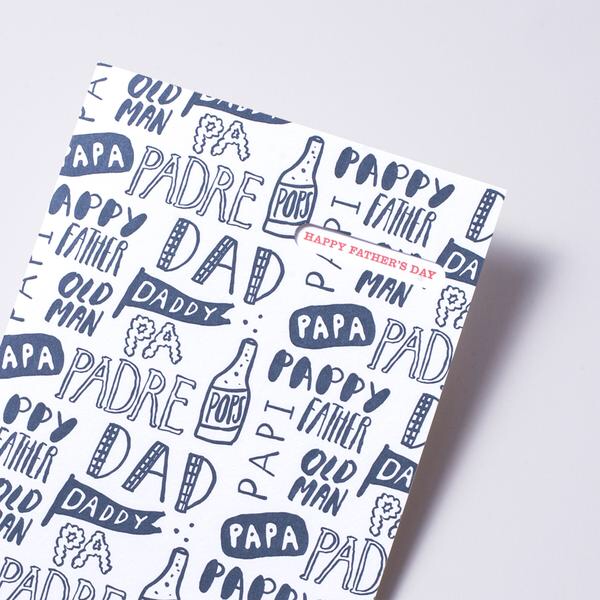 Padre, Daddy, Pappy, Word Repeat Card