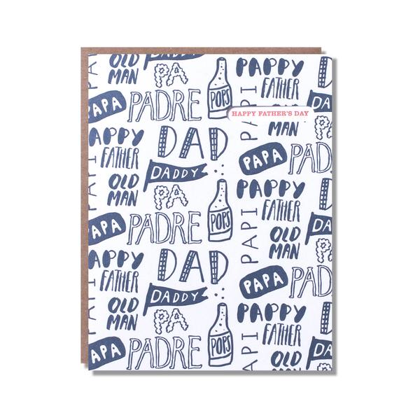 Padre, Daddy, Pappy, Word Repeat Card